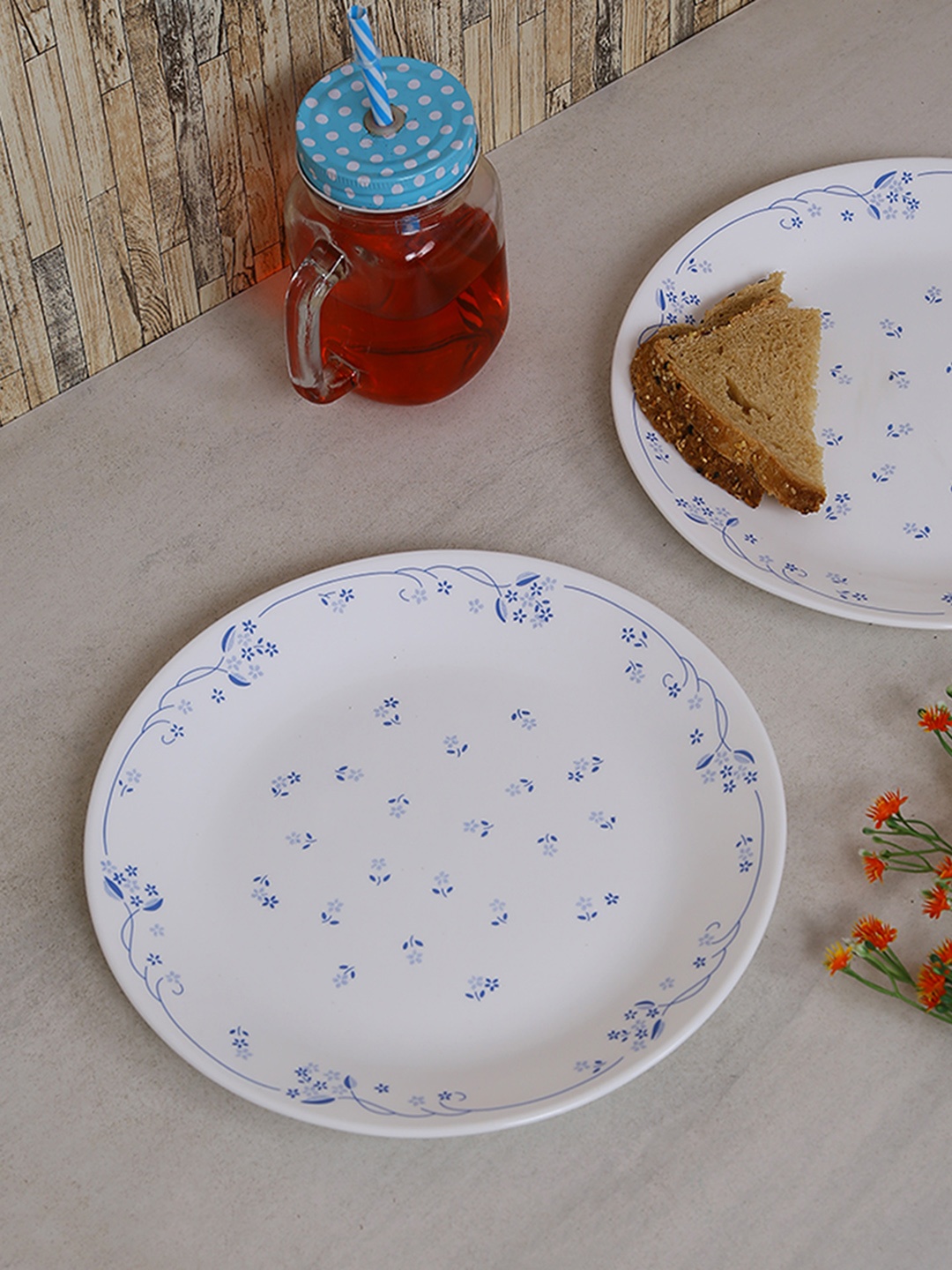 Corelle White Set Of 6 Printed Medium Plates