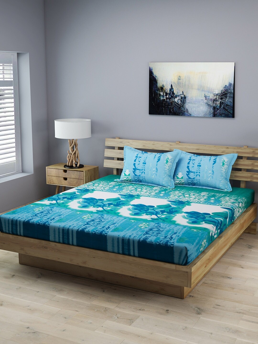 ROMEE Multicoloured Fitted and Flat 210 TC Cotton King Bedsheet with 2 Pillow Covers, Multi
ROMEE Multicoloured Fitted and Flat 210 TC Cotton King Bedsheet with 2 Pillow Covers, Multi