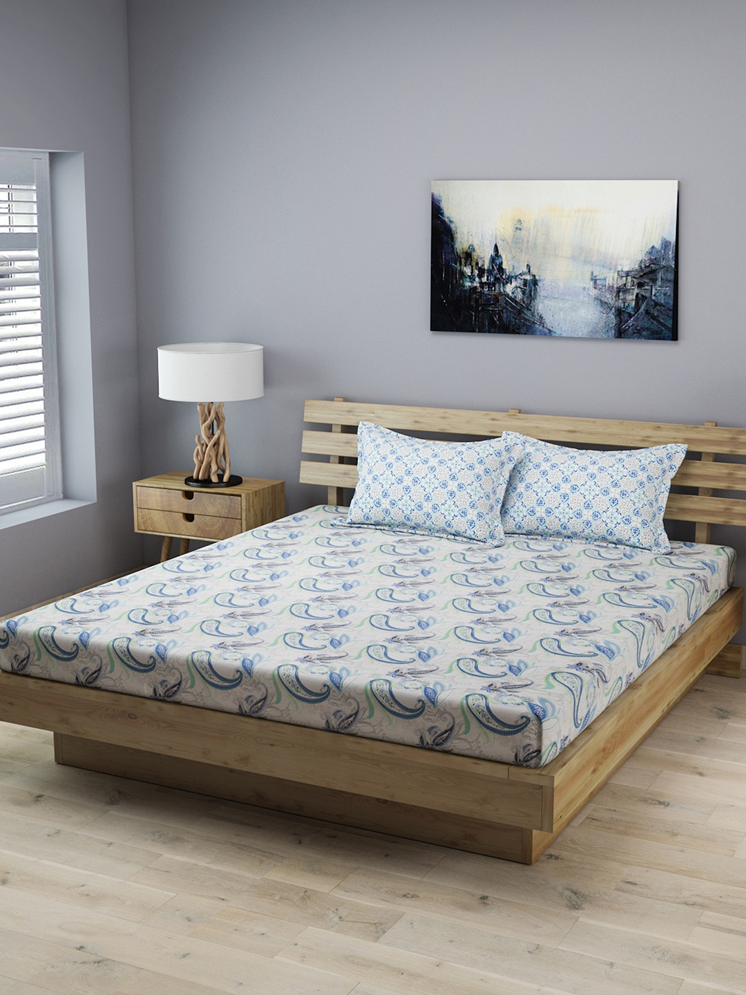 ROMEE White Ethnic Motifs Fitted and Flat 210 TC Cotton 1 King Bedsheet with 2 Pillow Covers
ROMEE White Ethnic Motifs Fitted and Flat 210 TC Cotton 1 King Bedsheet with 2 Pillow Covers