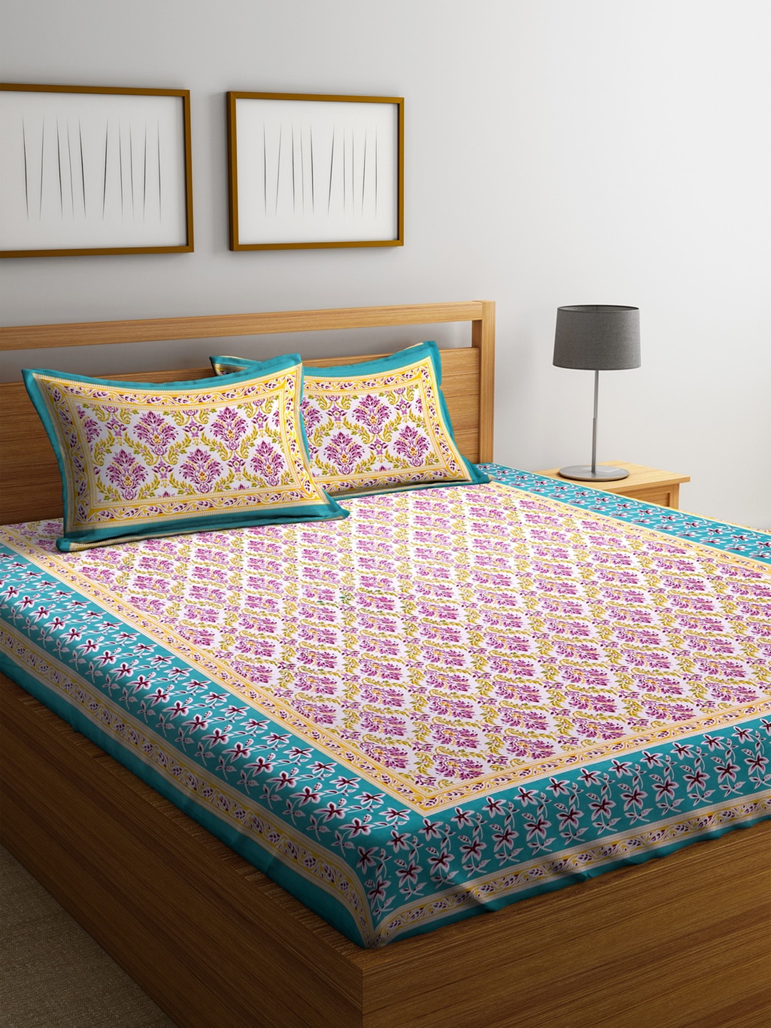 Rajasthan Decor Green & Purple Floral Flat 144 TC Cotton 1 King Bedsheet with 2 Pillow Covers
Rajasthan Decor Green & Purple Floral Flat 144 TC Cotton 1 King Bedsheet with 2 Pillow Covers
