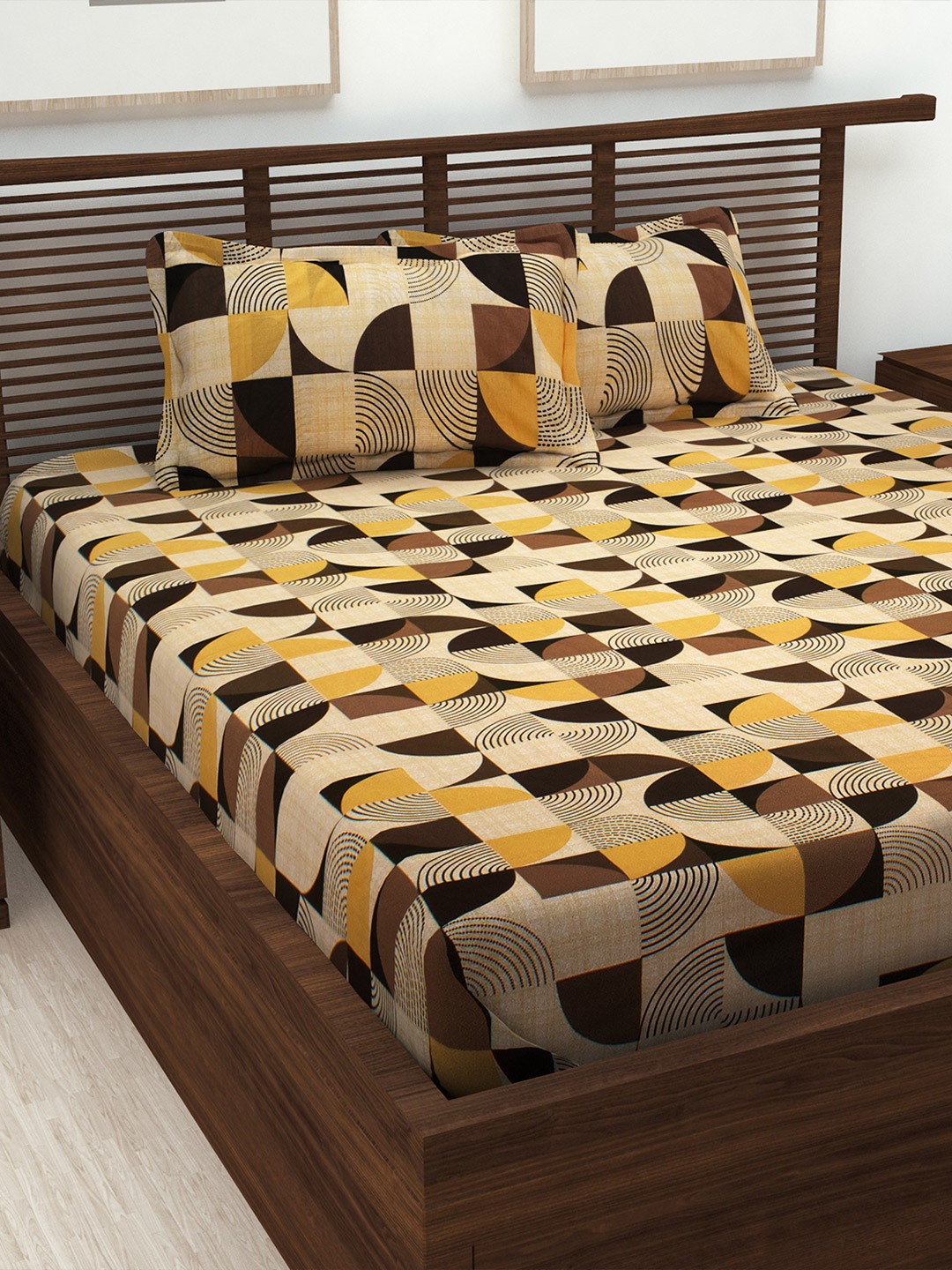 Story@home Brown & Yellow Abstract Flat 152 TC Cotton 1 Double Bedsheet 2 Pillow Covers
Story@home Brown & Yellow Abstract Flat 152 TC Cotton 1 Double Bedsheet 2 Pillow Covers