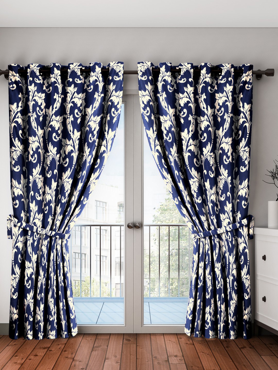 Home Sizzler Blue & Beige Set of 2 Door Curtains