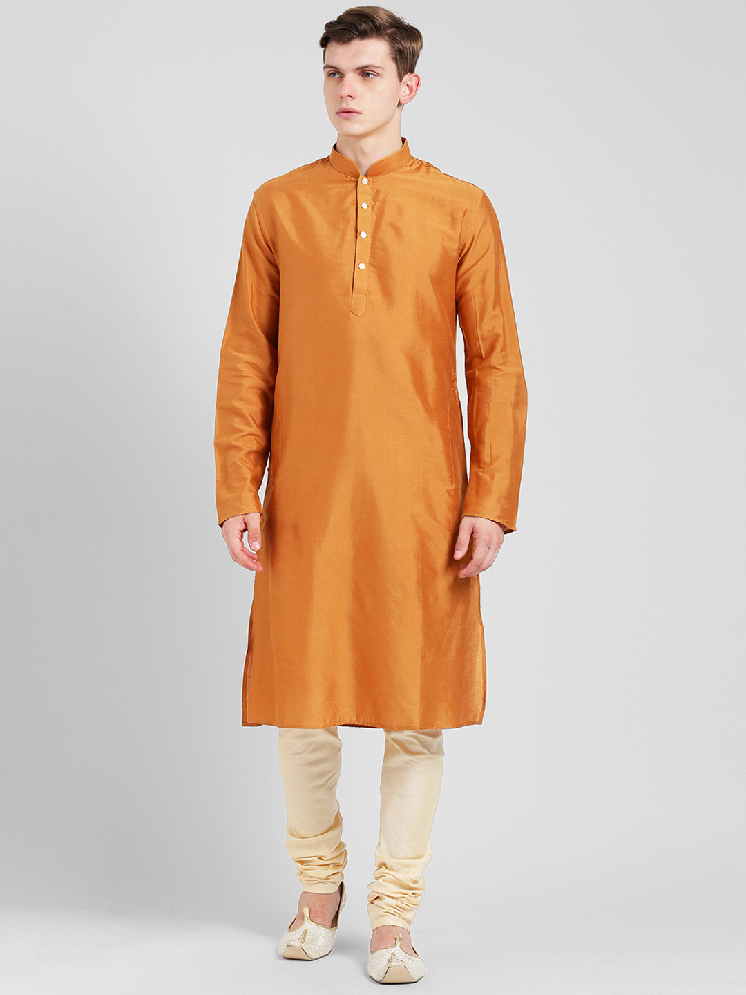 KISAH Men Orange & Beige Solid Kurta with Churidar
KISAH Men Orange & Beige Solid Kurta with Churidar