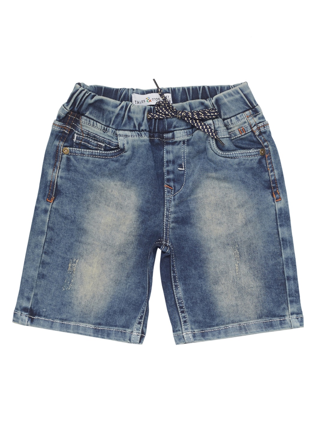 TALES & STORIES Boys Blue Washed Regular Fit Denim Shorts