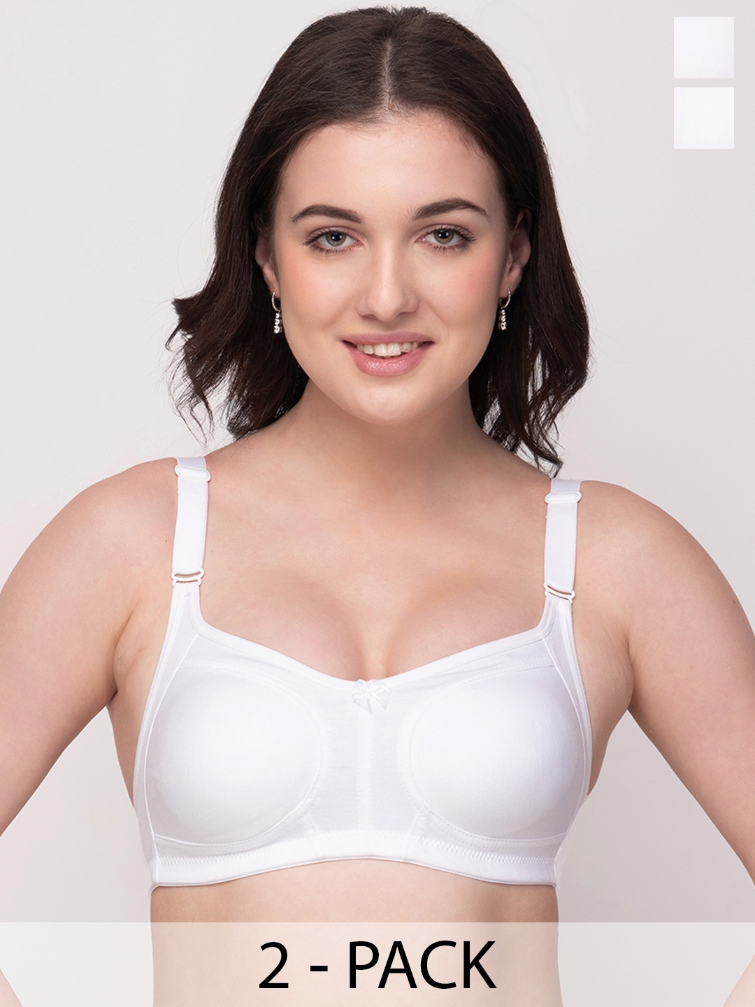 Floret Pack of 2 Non Padded Non-Wired Cotton Full Coverage Everyday Bra With Moulded Cups, White
Floret Pack of 2 Non Padded Non-Wired Cotton Full Coverage Everyday Bra With Moulded Cups, White