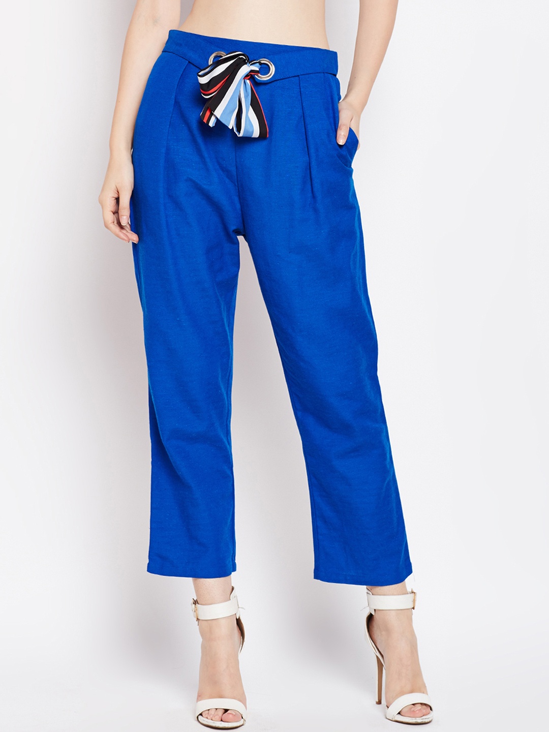 Oxolloxo Women Blue Regular Fit Solid Culottes