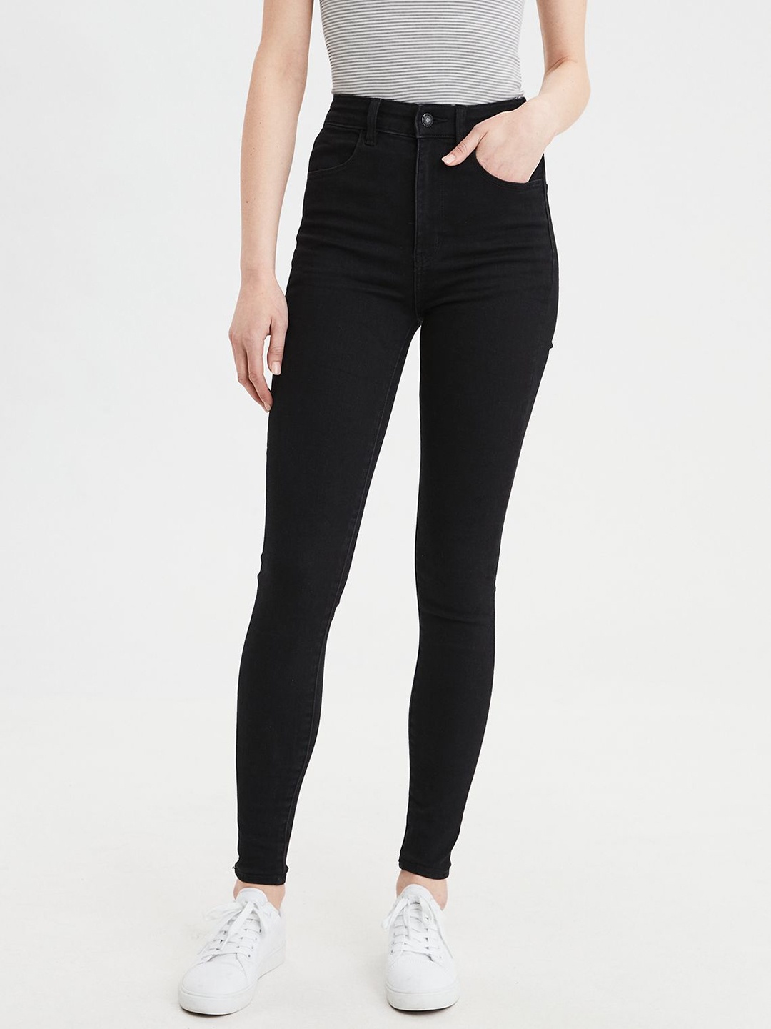 AMERICAN EAGLE OUTFITTERS Women Black Jeggings Fit High-Rise Clean Look Stretchable Jeans
AMERICAN EAGLE OUTFITTERS Women Black Jeggings Fit High-Rise Clean Look Stretchable Jeans