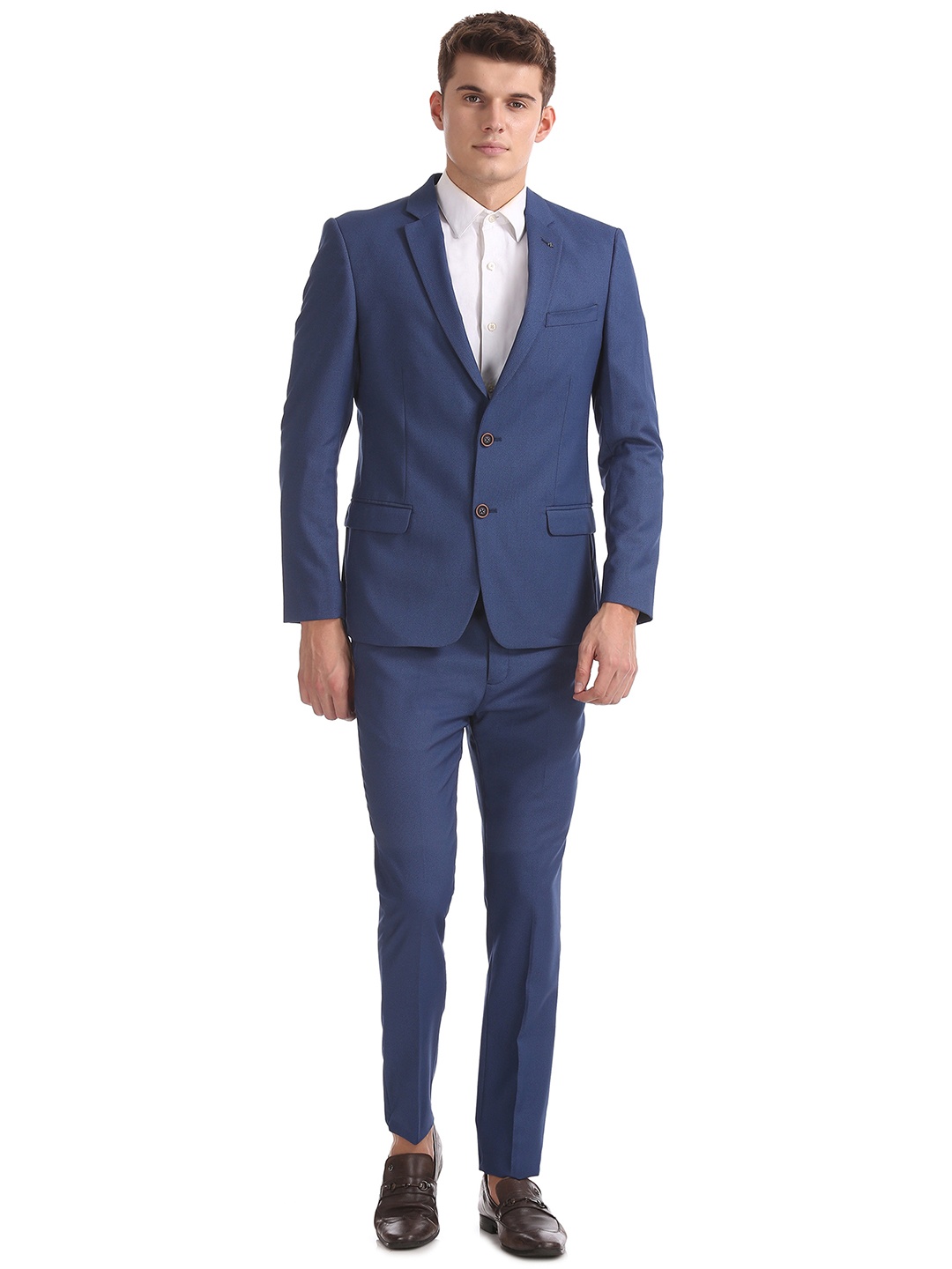 Arrow New York Men Blue Solid Single-Breasted Formal Suit