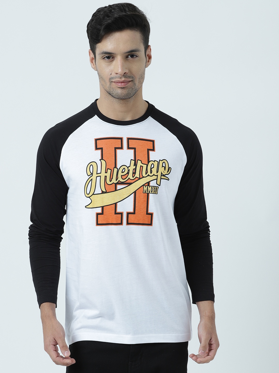 Huetrap Men White Printed Round Neck T-shirt