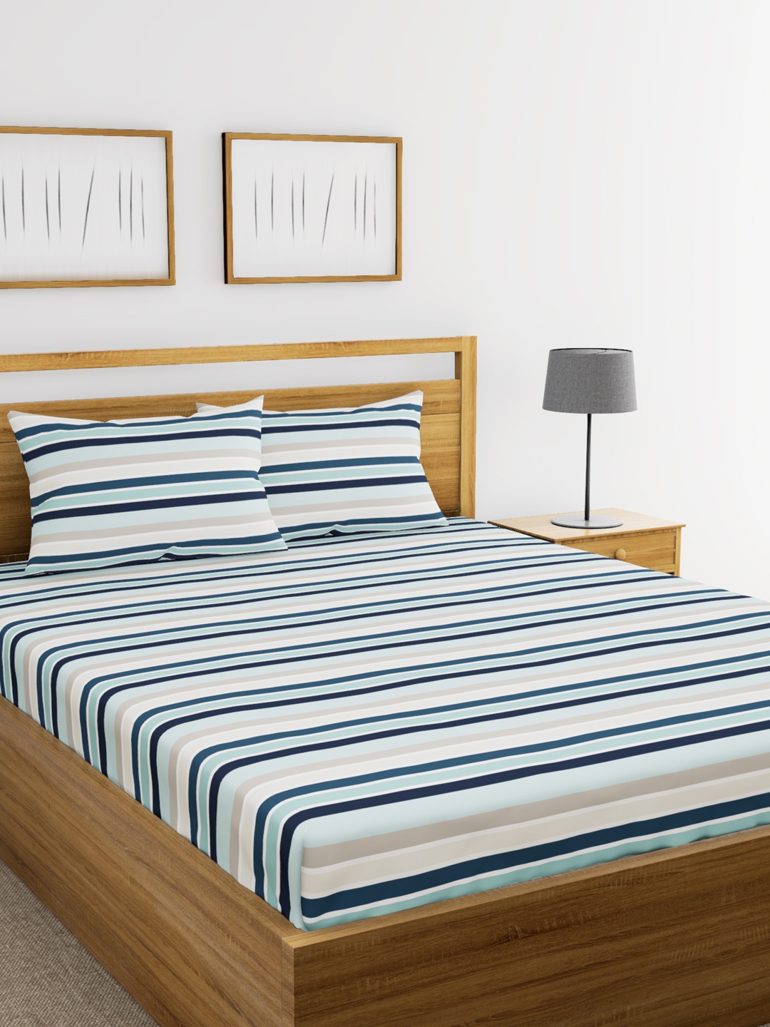 BIANCA Blue & White Striped Flat 110 TC Cotton Double Bedsheet with 2 Pillow Covers
BIANCA Blue & White Striped Flat 110 TC Cotton Double Bedsheet with 2 Pillow Covers