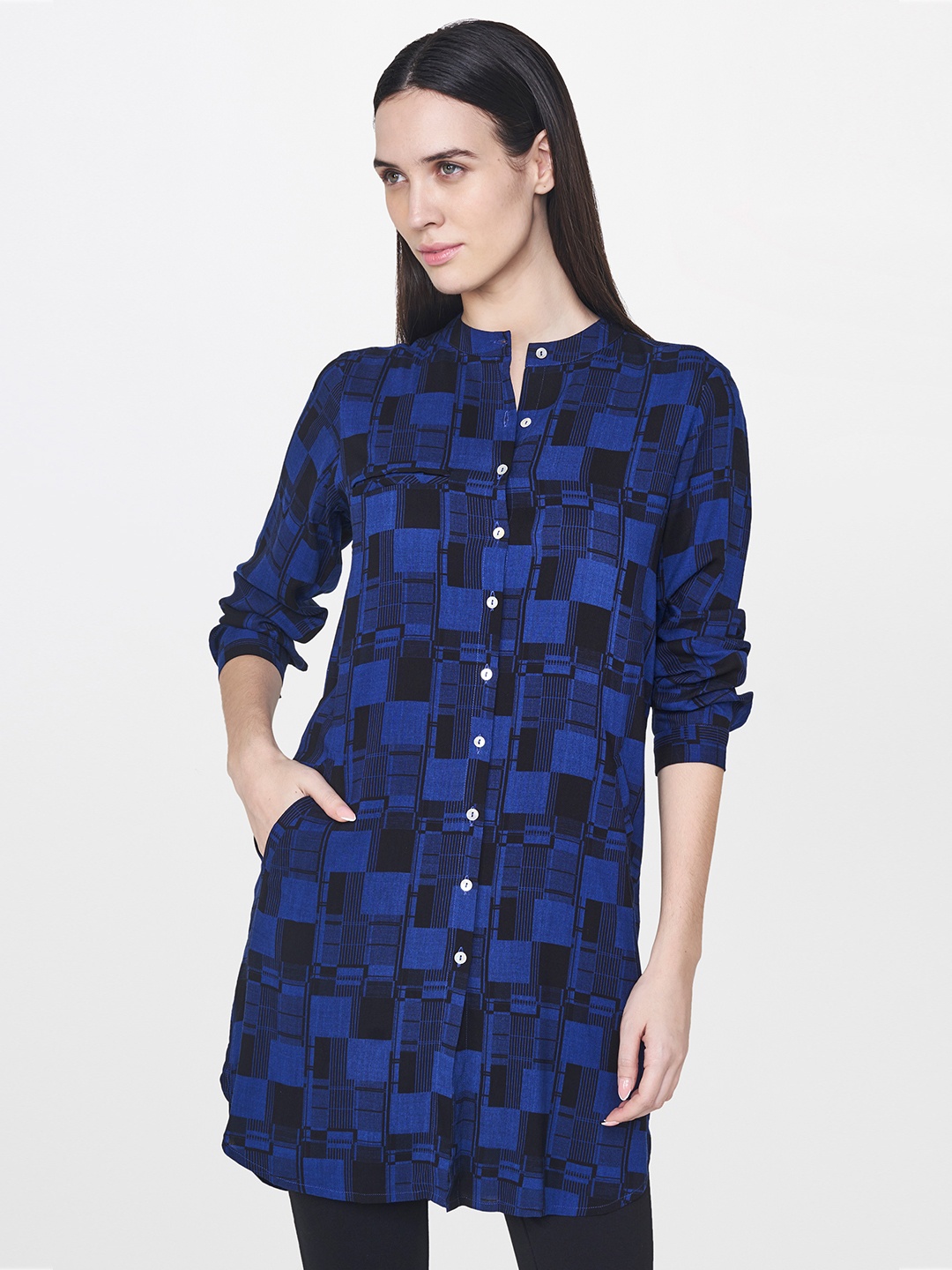AND Blue & Black Printed Tunic