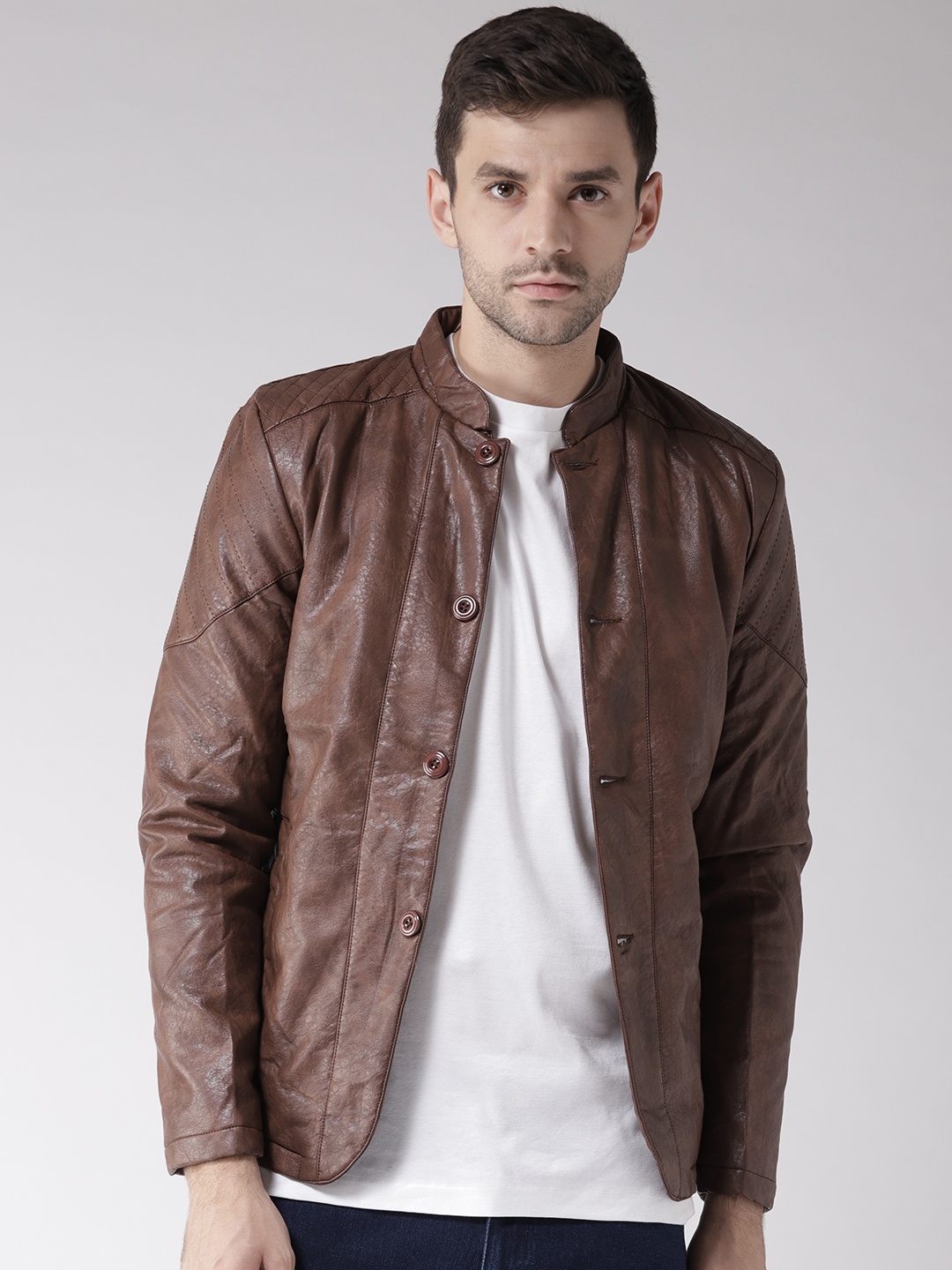 Fort Collins Men Brown Solid Tailored Jacket