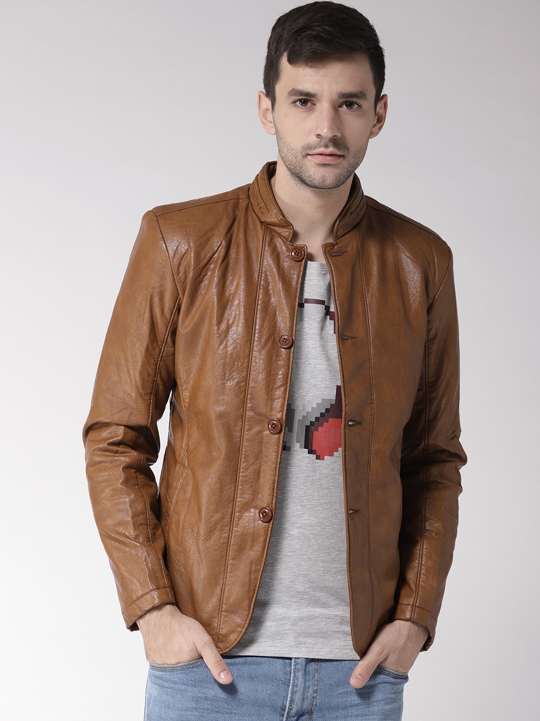 Fort Collins Men Brown Solid Tailored Jacket