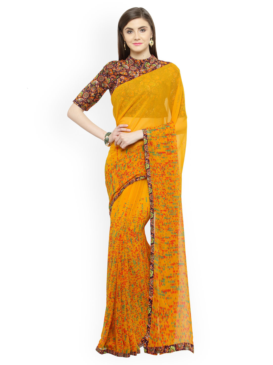 Shaily Yellow Printed Pure Georgette Saree 
Shaily Yellow Printed Pure Georgette Saree