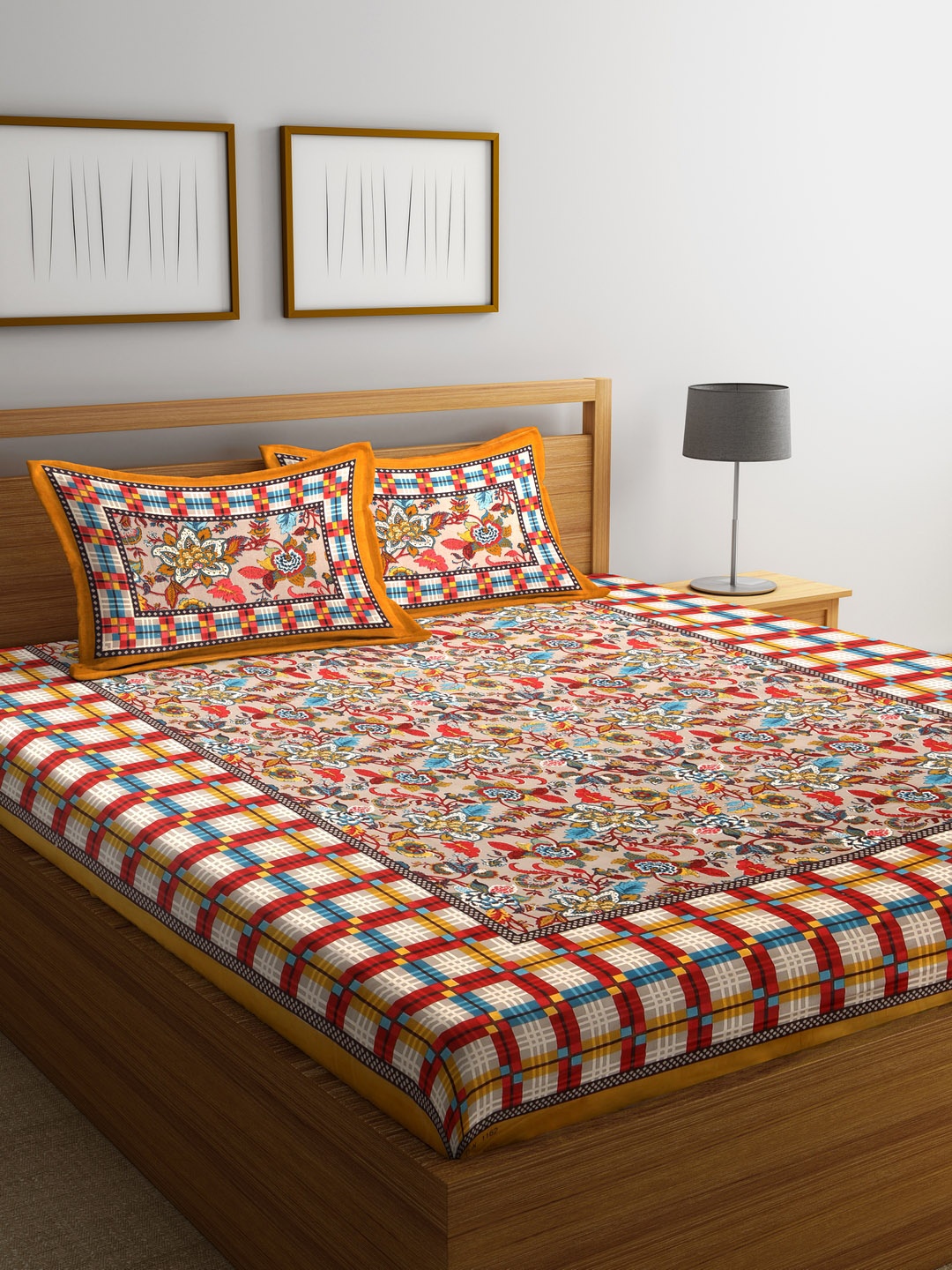Rajasthan Decor Multicoloured Flat 144 TC Cotton 1 Double Bedsheet with 2 Pillow Covers, Multi
Rajasthan Decor Multicoloured Flat 144 TC Cotton 1 Double Bedsheet with 2 Pillow Covers, Multi