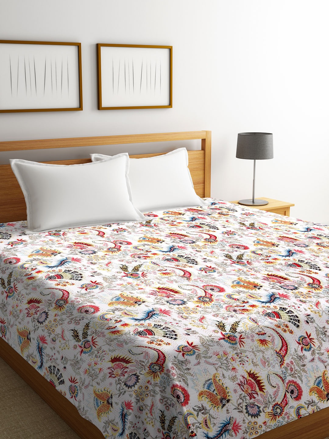 Rajasthan Decor Multicoloured Floral Screen Print Kantha Work Cotton Double Bed Cover, Multi
Rajasthan Decor Multicoloured Floral Screen Print Kantha Work Cotton Double Bed Cover, Multi