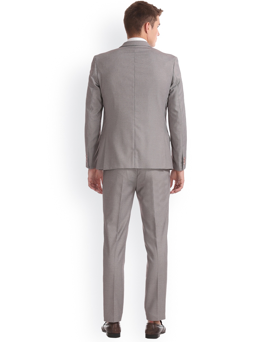 Arrow New York Men Grey Solid Single-Breasted Formal Suit