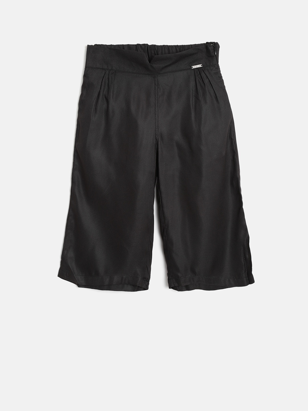 Gini and Jony Girls Black Solid Regular Fit Capris
