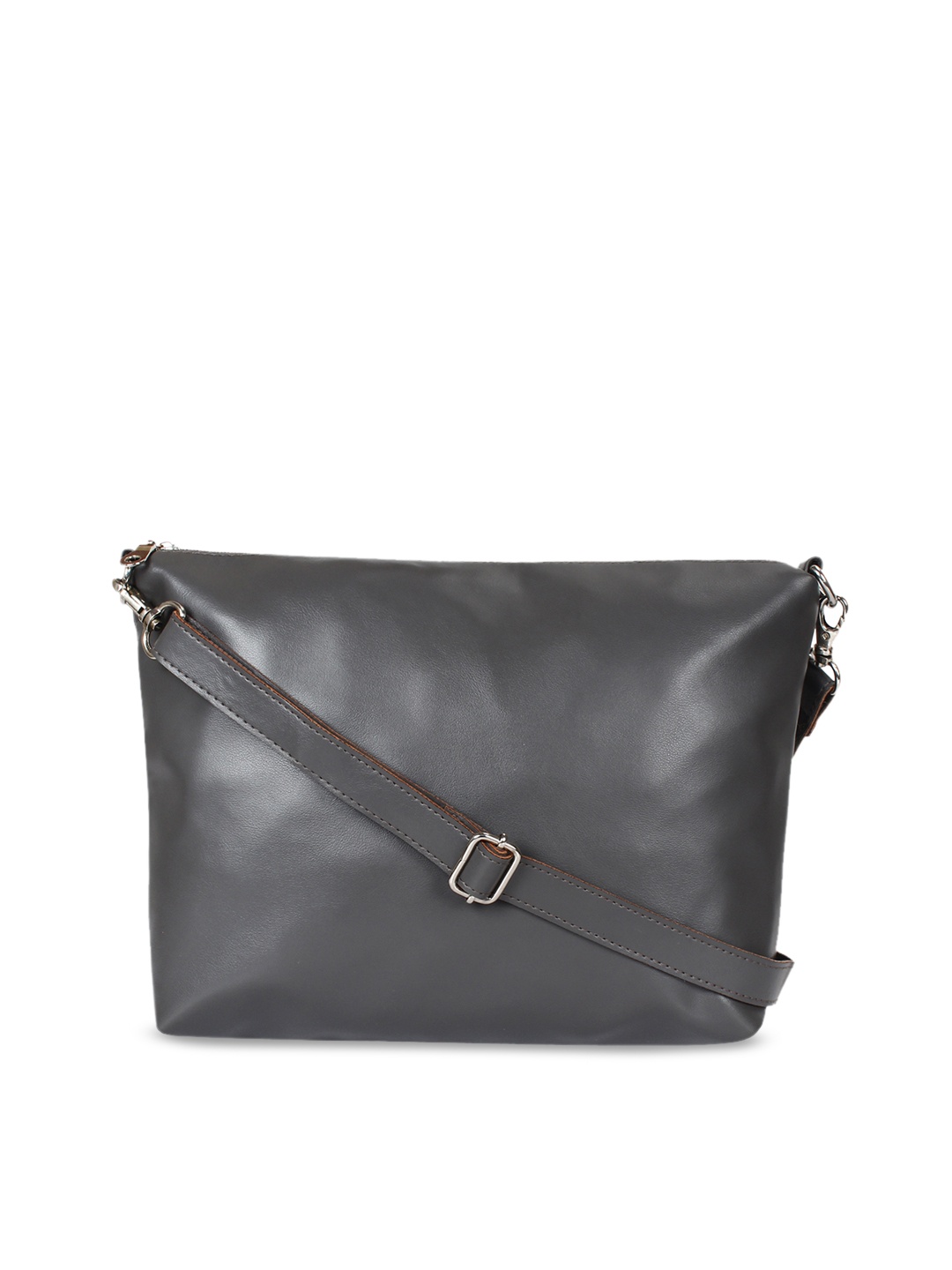 Anekaant Grey Solid Sling Bag