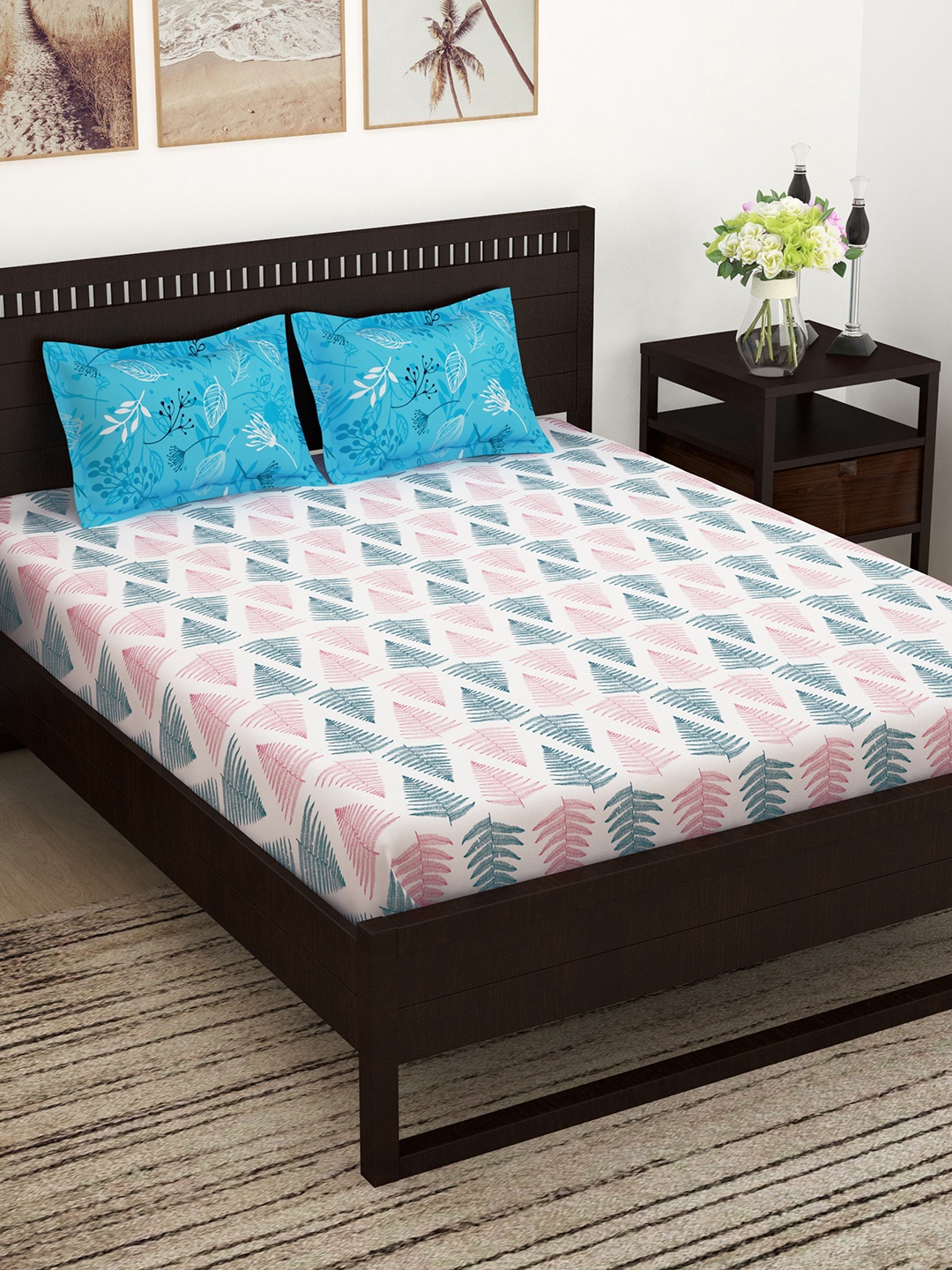 Story@home Off-White & Teal Blue Flat 152 TC Cotton 1 Queen Bedsheet with 2 Pillow Covers
Story@home Off-White & Teal Blue Flat 152 TC Cotton 1 Queen Bedsheet with 2 Pillow Covers