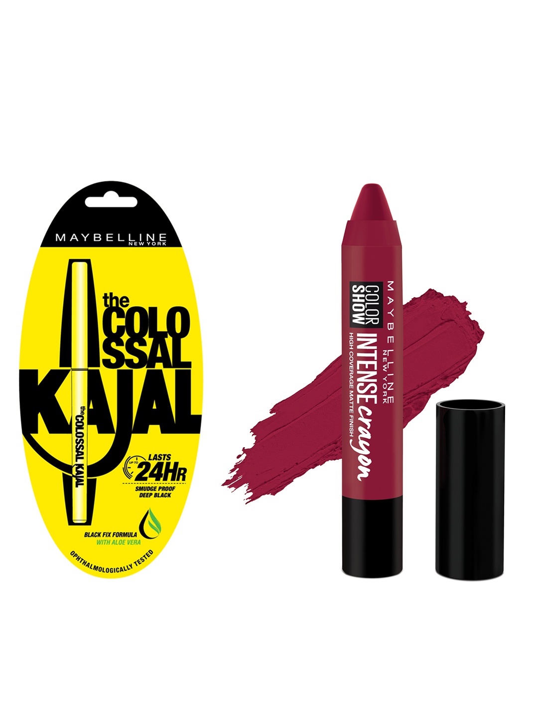 Maybelline Set of Intense Crayon Passionate Plum Lipstick & New York Black Colossal Kajal, Magenta
Maybelline Set of Intense Crayon Passionate Plum Lipstick & New York Black Colossal Kajal, Magenta