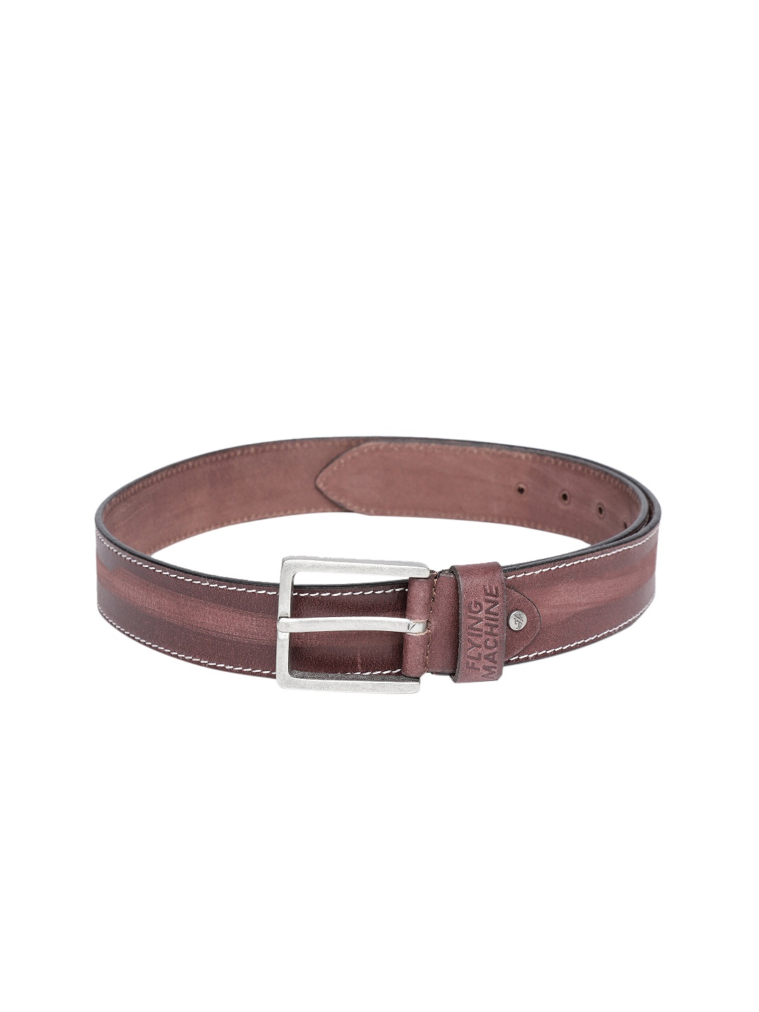 Flying Machine Men Brown Solid Leather Belt