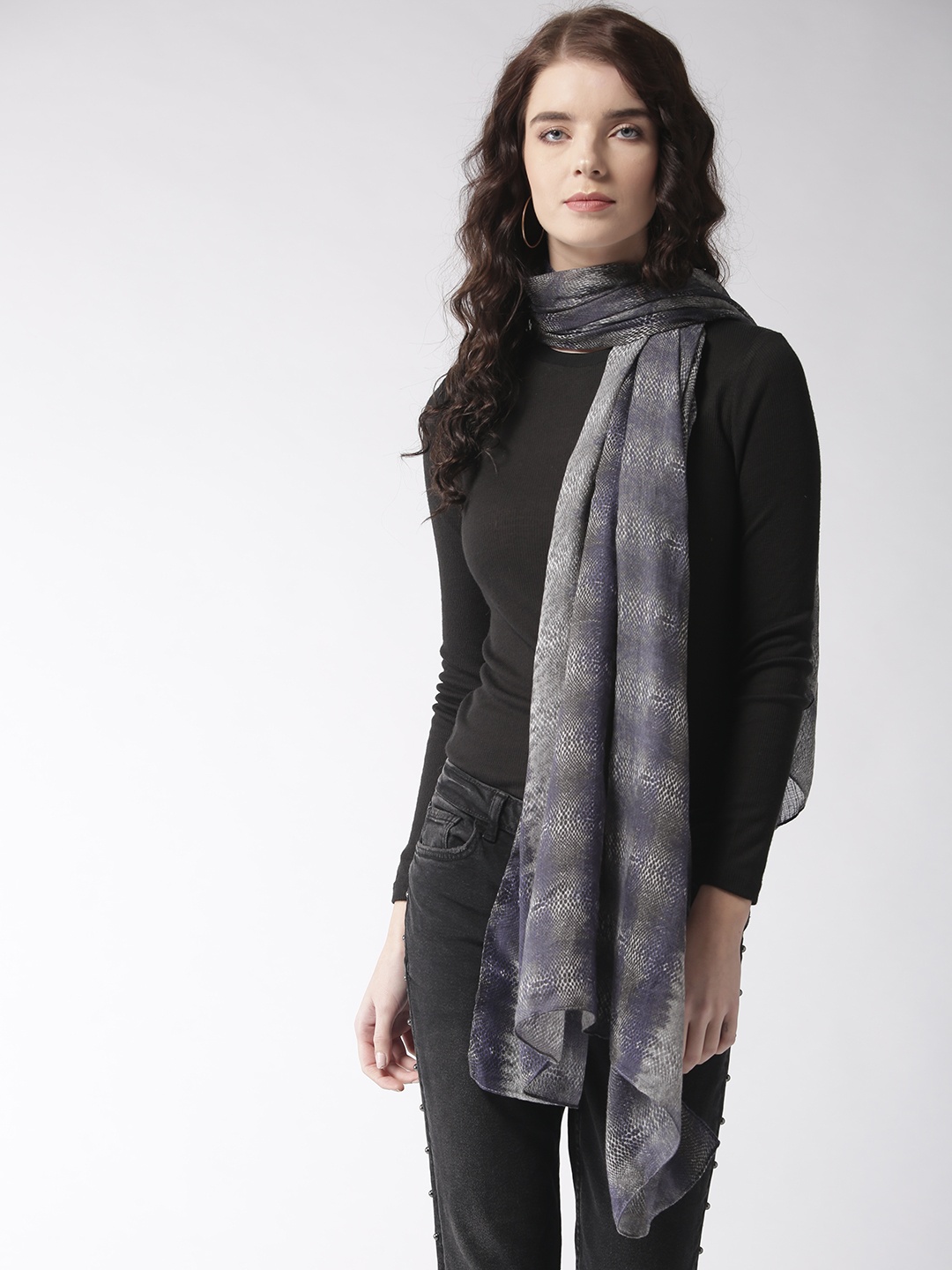 Style Quotient Women Grey & Purple Printed Stole