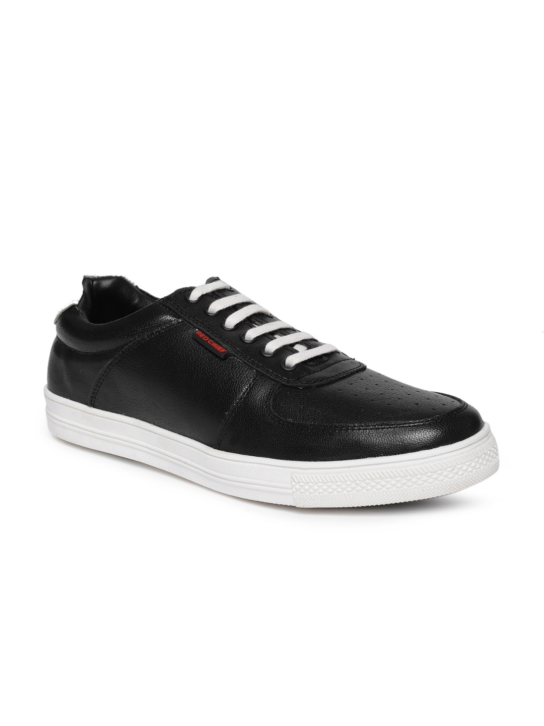 Red Chief Men Black Leather Sneakers