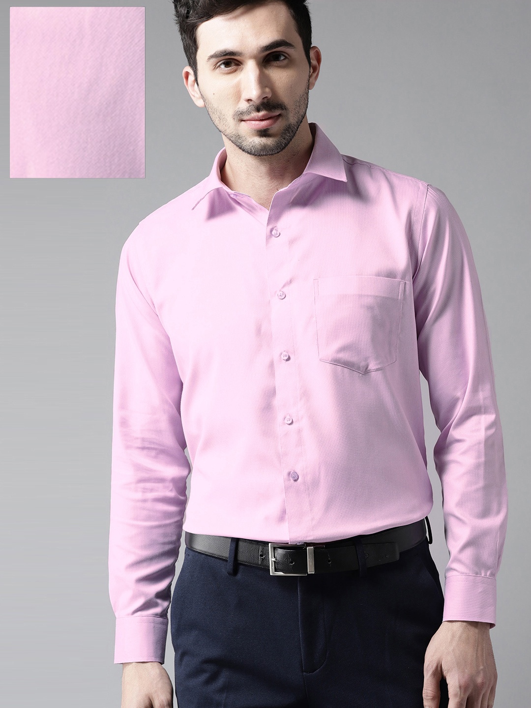 DENNISON Men Lavender Slim Fit Solid Formal Shirt