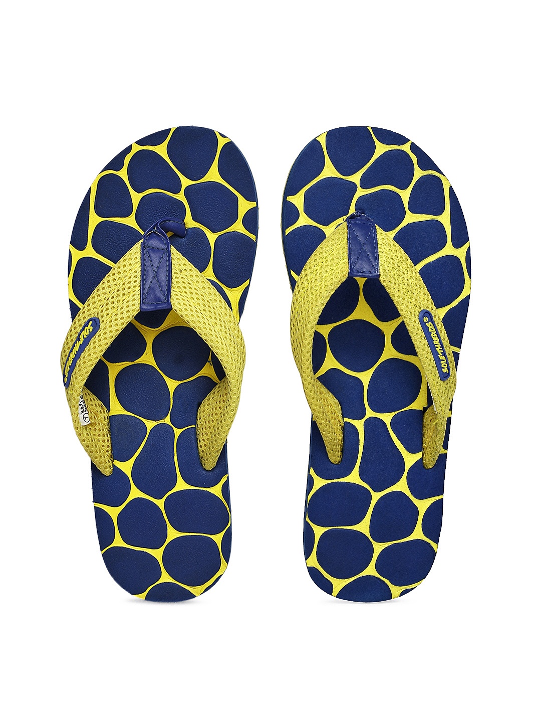 Solethreads Men Yellow & Blue Pebble Flip-Flops