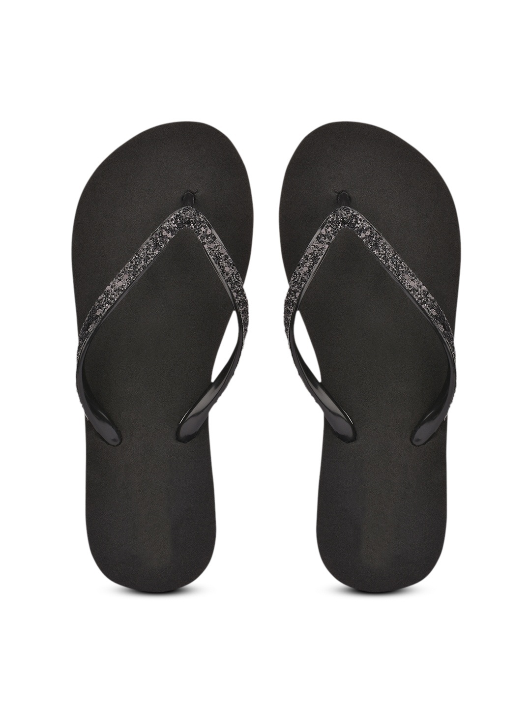 Shoetopia Women Black Flip Flops