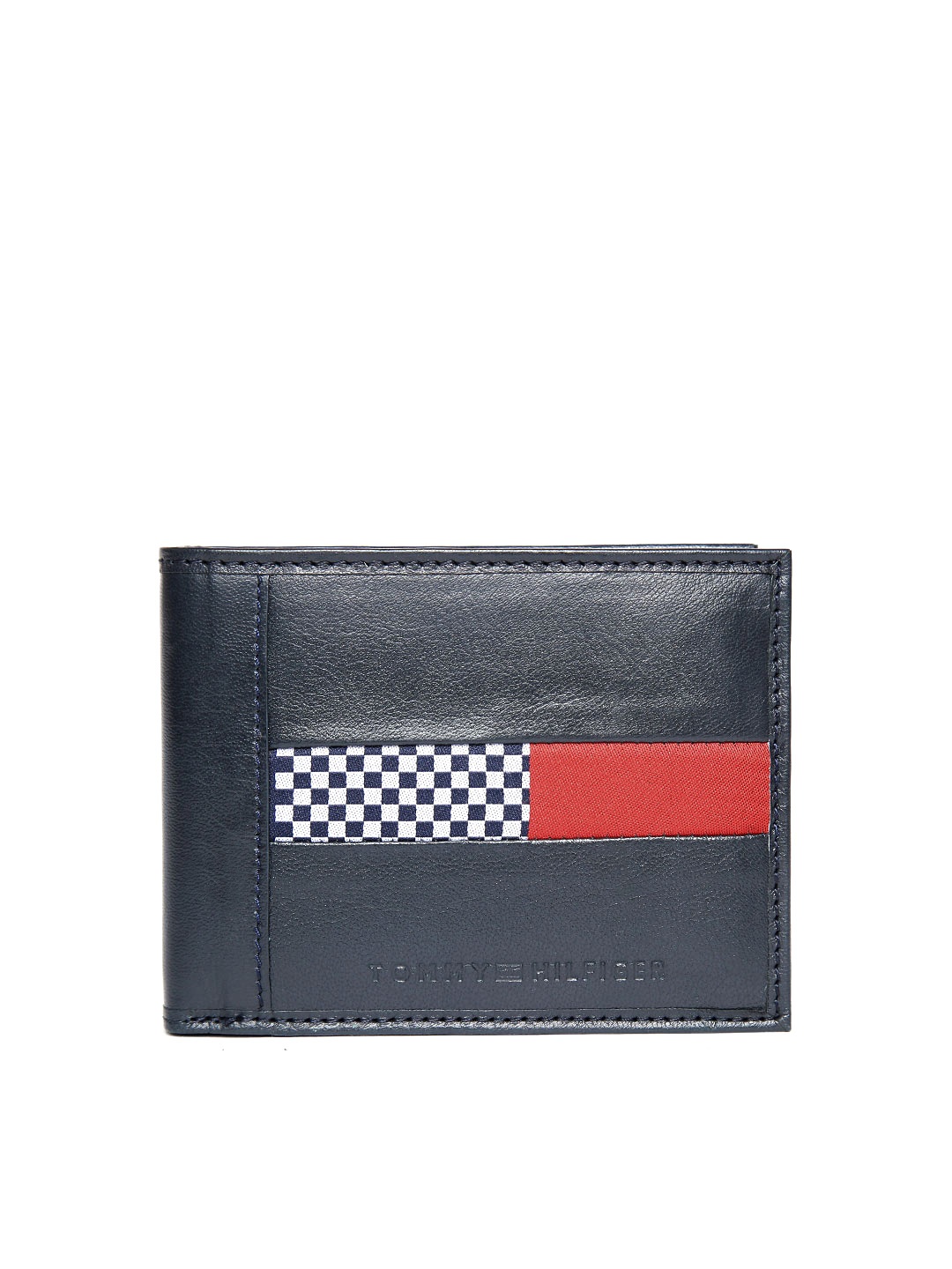 Tommy Hilfiger Men Navy Blue Leather Two Fold Wallet