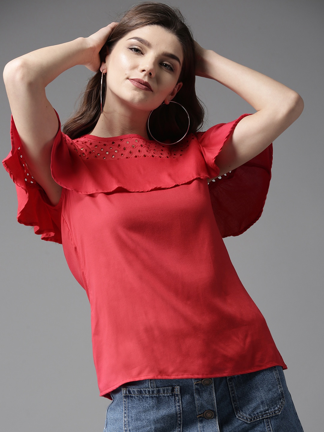 HERE&NOW Women Red Solid Top