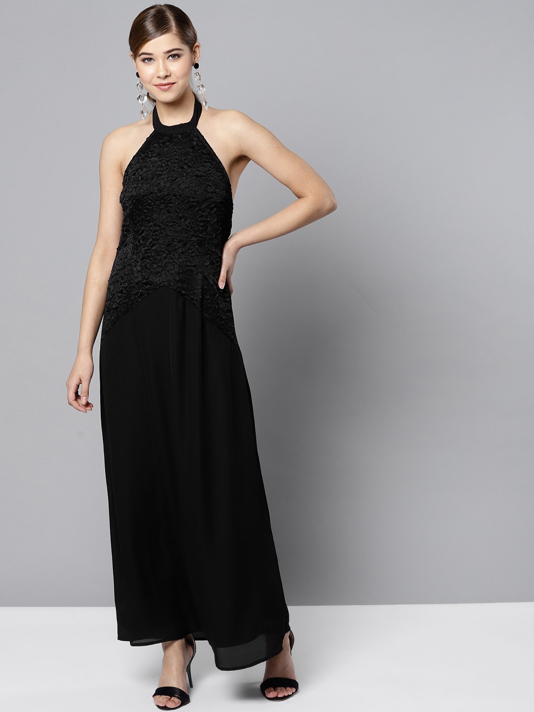 RARE Women Black Solid Maxi Dress