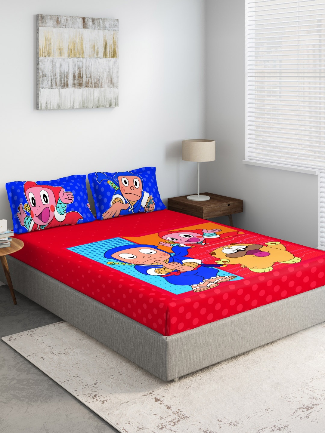 DDecor Red & Blue Cartoon Characters Flat 150 TC Double Bedsheet with 2 Pillow Covers
DDecor Red & Blue Cartoon Characters Flat 150 TC Double Bedsheet with 2 Pillow Covers