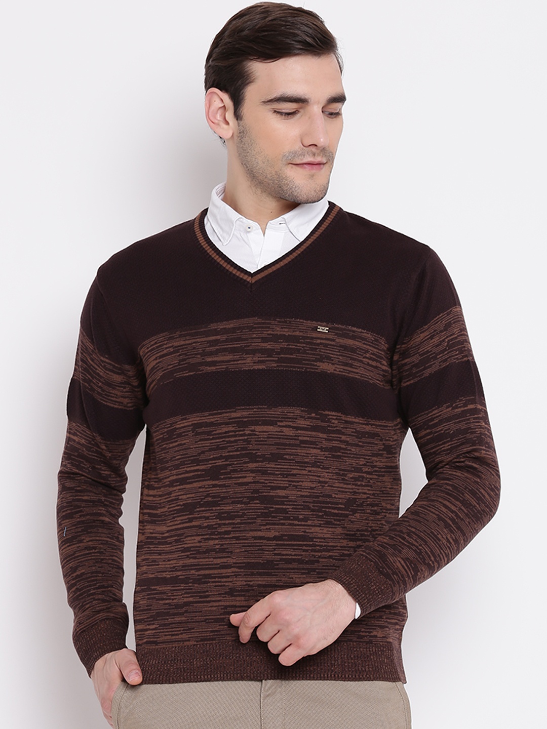 Blackberrys Men Brown Self Design Pullover