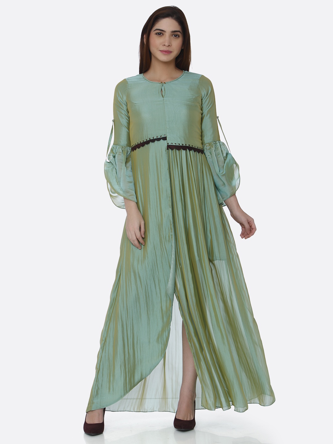 RAISIN Women Green Solid A-Line Dress