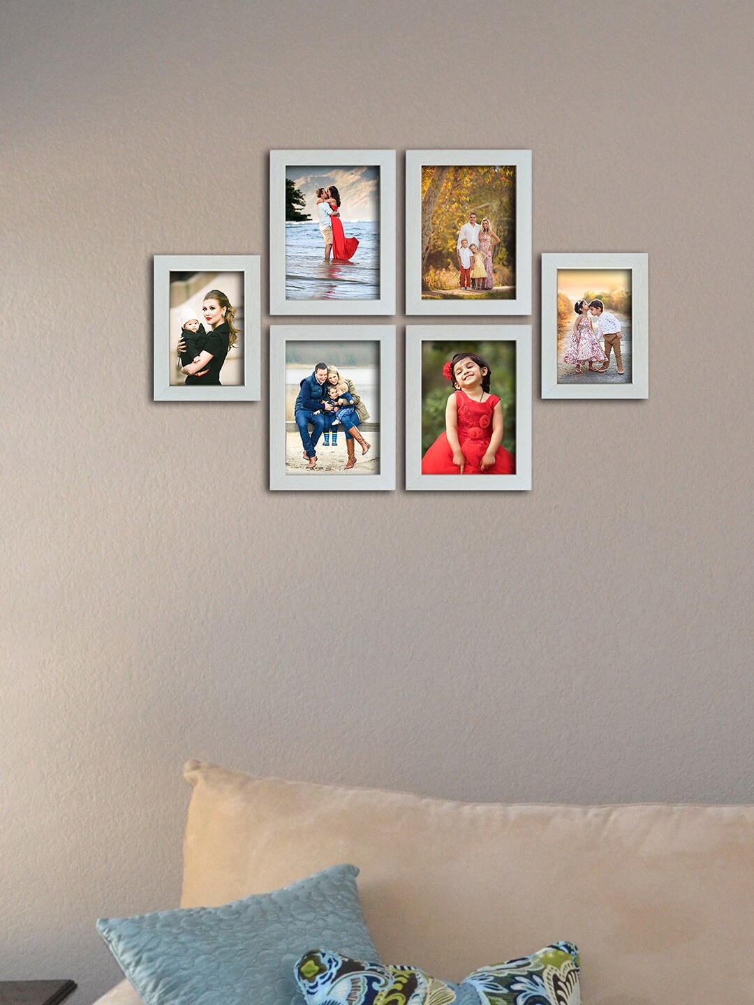 RANDOM Set Of 6 Photo Frames, Cream