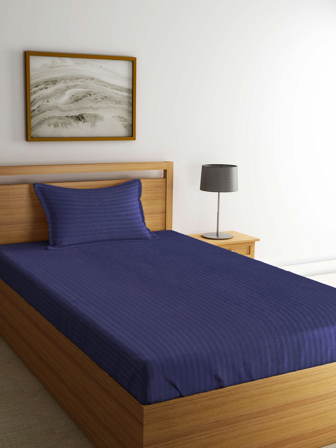 MARK HOME Navy Blue Striped Flat 210 TC Cotton 1 Single Bedsheet with 1 Pillow Cover
MARK HOME Navy Blue Striped Flat 210 TC Cotton 1 Single Bedsheet with 1 Pillow Cover