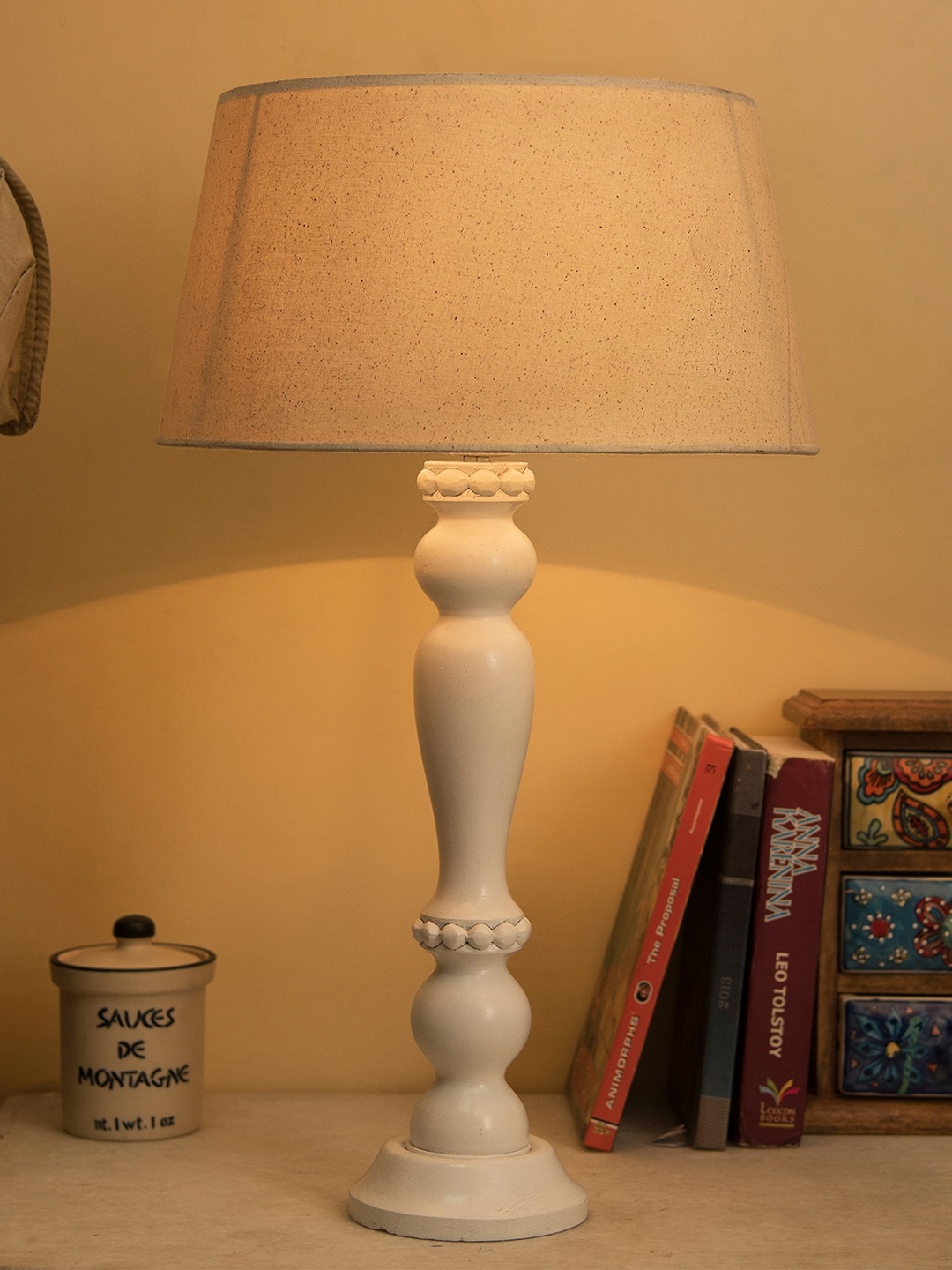 Homesake White & Beige Solid Handcrafted Bedside Standard Table Lamp with Shade
Homesake White & Beige Solid Handcrafted Bedside Standard Table Lamp with Shade