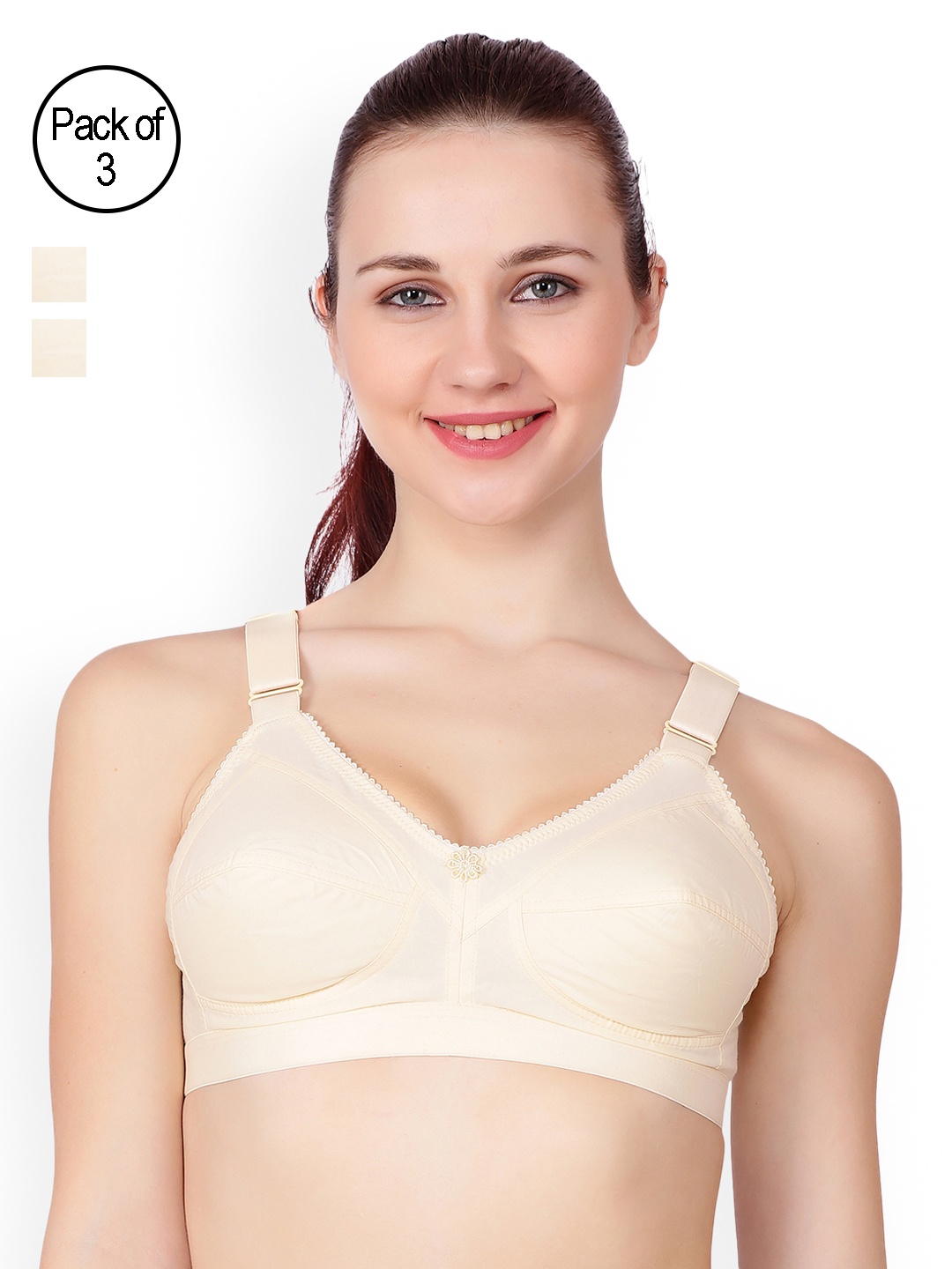 Floret Beige Solid Pack Of 3 Non-Wired Non Padded Everyday Bra Sherry_Skin-Skin-Skin_40B
Floret Beige Solid Pack Of 3 Non-Wired Non Padded Everyday Bra Sherry_Skin-Skin-Skin_40B