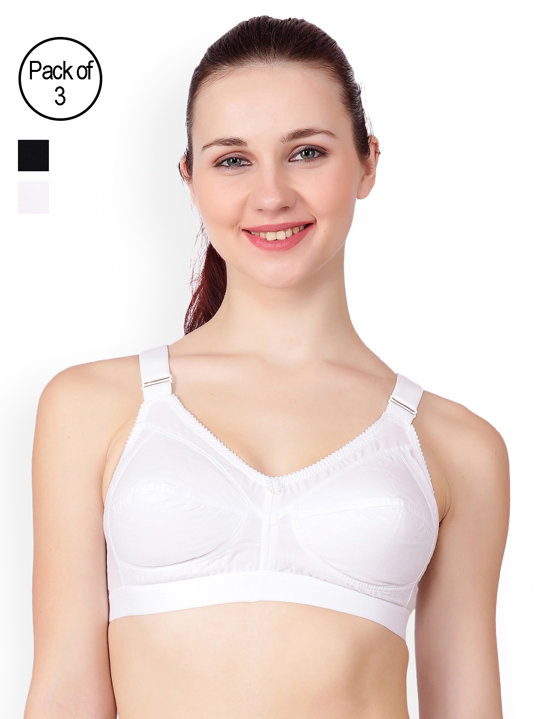 Floret White & Black Solid Pack Of 3 Non-Wired Everyday Bra Sherry_White-Black-White_40B
Floret White & Black Solid Pack Of 3 Non-Wired Everyday Bra Sherry_White-Black-White_40B