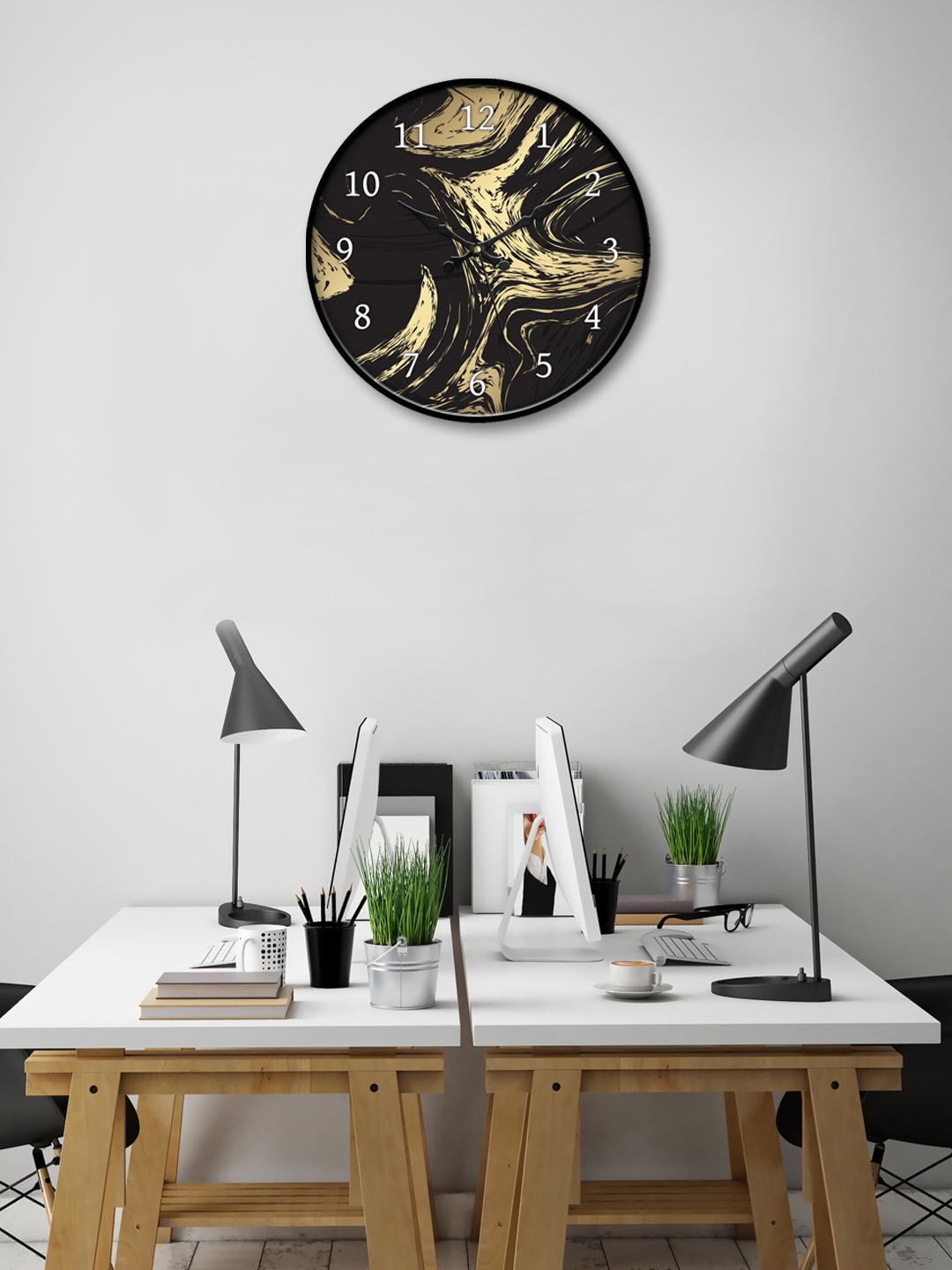 999Store Brown Round Printed Analogue Wall Clock