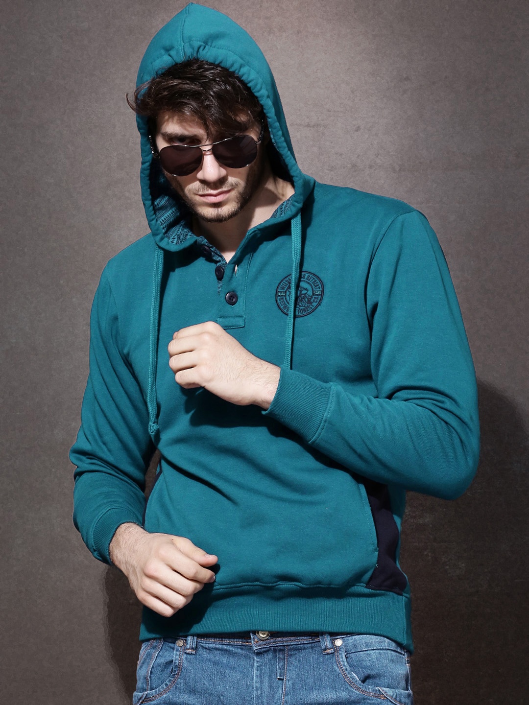Roadster Teal Blue Hooded Sweatshirt