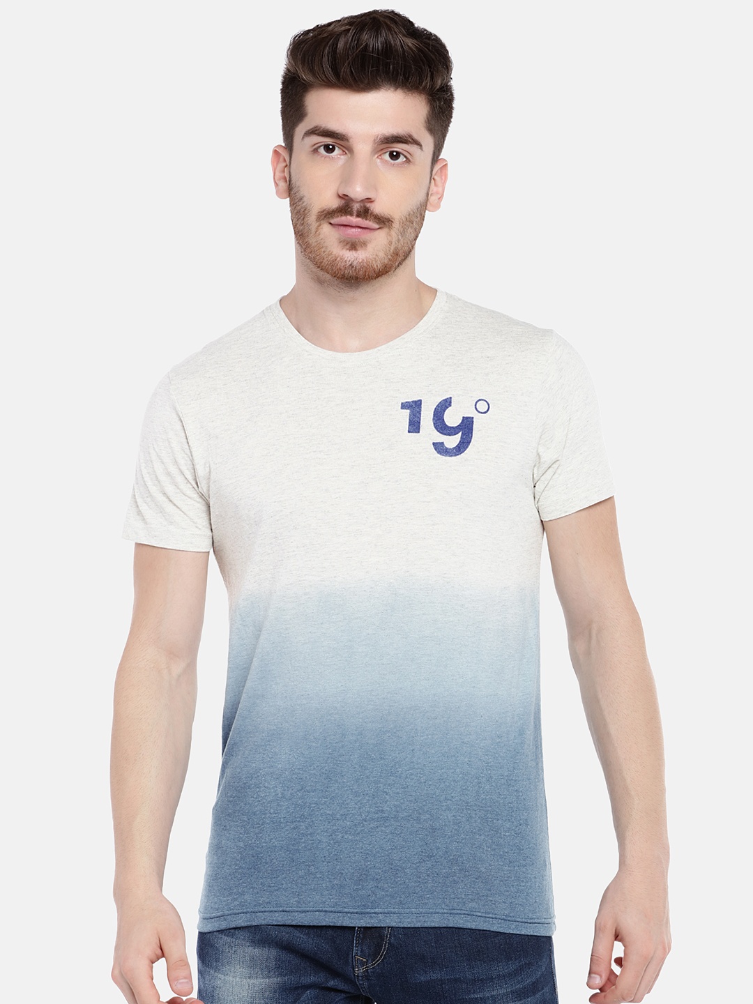 Pepe Jeans Men Blue Dyed Round Neck T-shirt
