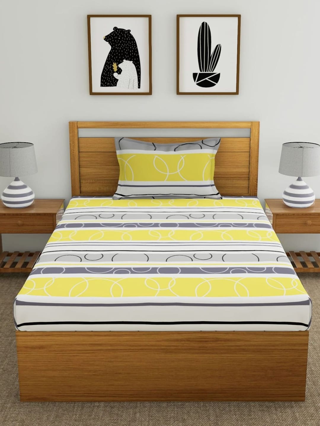 Dreamscape Yellow Geometric Flat 144 TC Cotton 1 Single Bedsheet with 1 Pillow Covers
Dreamscape Yellow Geometric Flat 144 TC Cotton 1 Single Bedsheet with 1 Pillow Covers