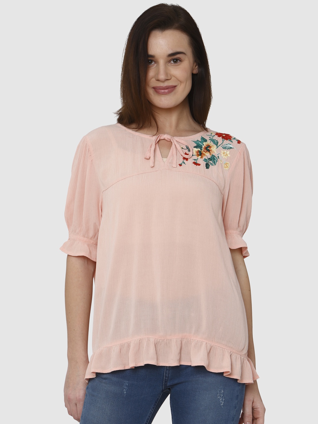 Vero Moda Women Pink Solid Top