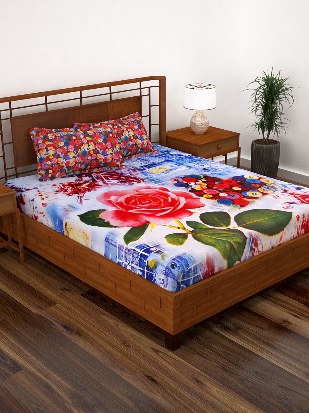 Story@home Multicoloured Floral Flat 186 TC Cotton 1 Double Bedsheet with 2 Pillow Covers, Multi
Story@home Multicoloured Floral Flat 186 TC Cotton 1 Double Bedsheet with 2 Pillow Covers, Multi