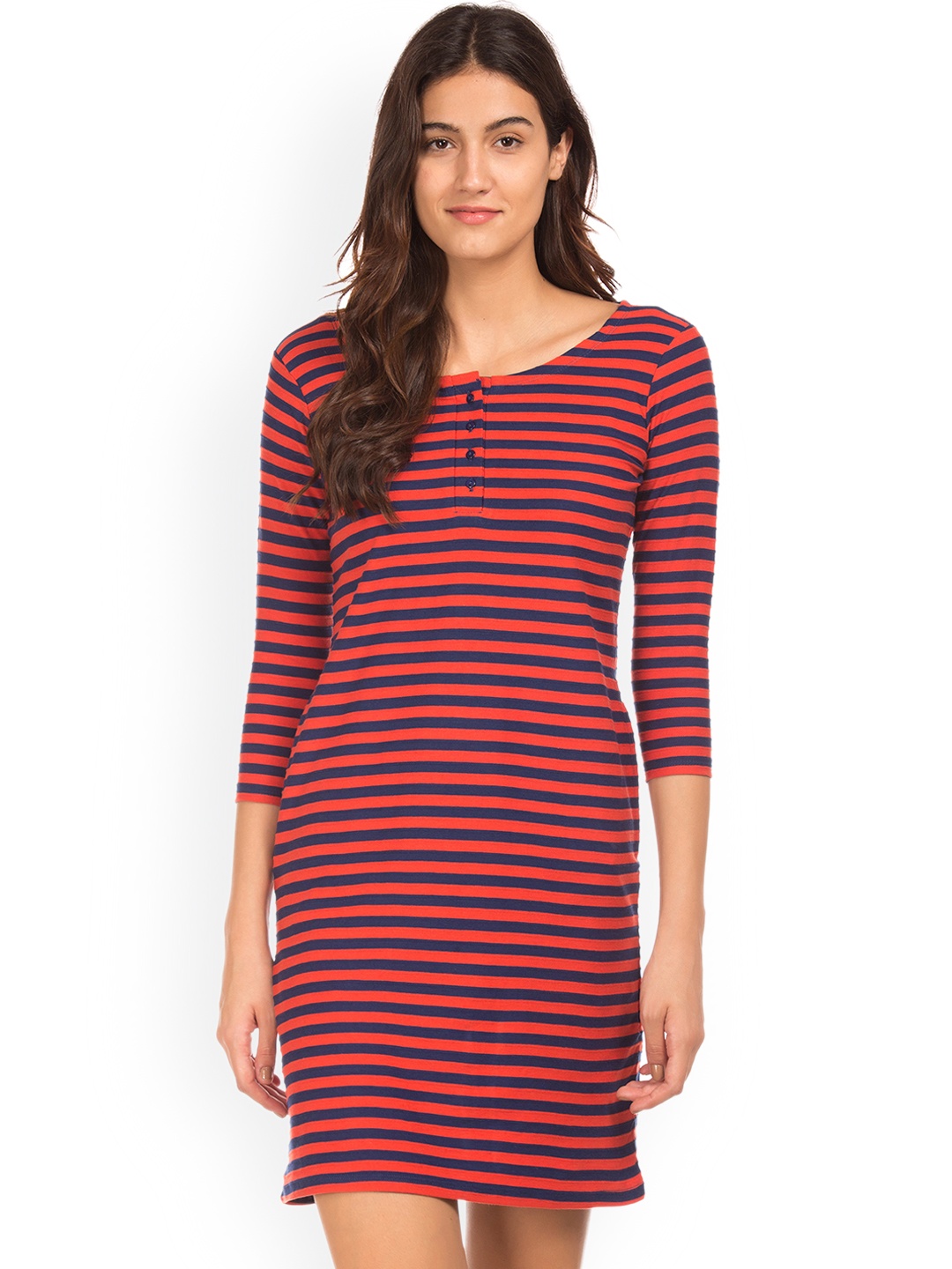 Cherokee Women Red Striped T-shirt Dress