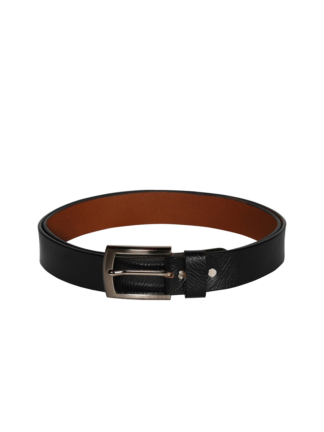 SCHARF Men Black Solid Leather Belt